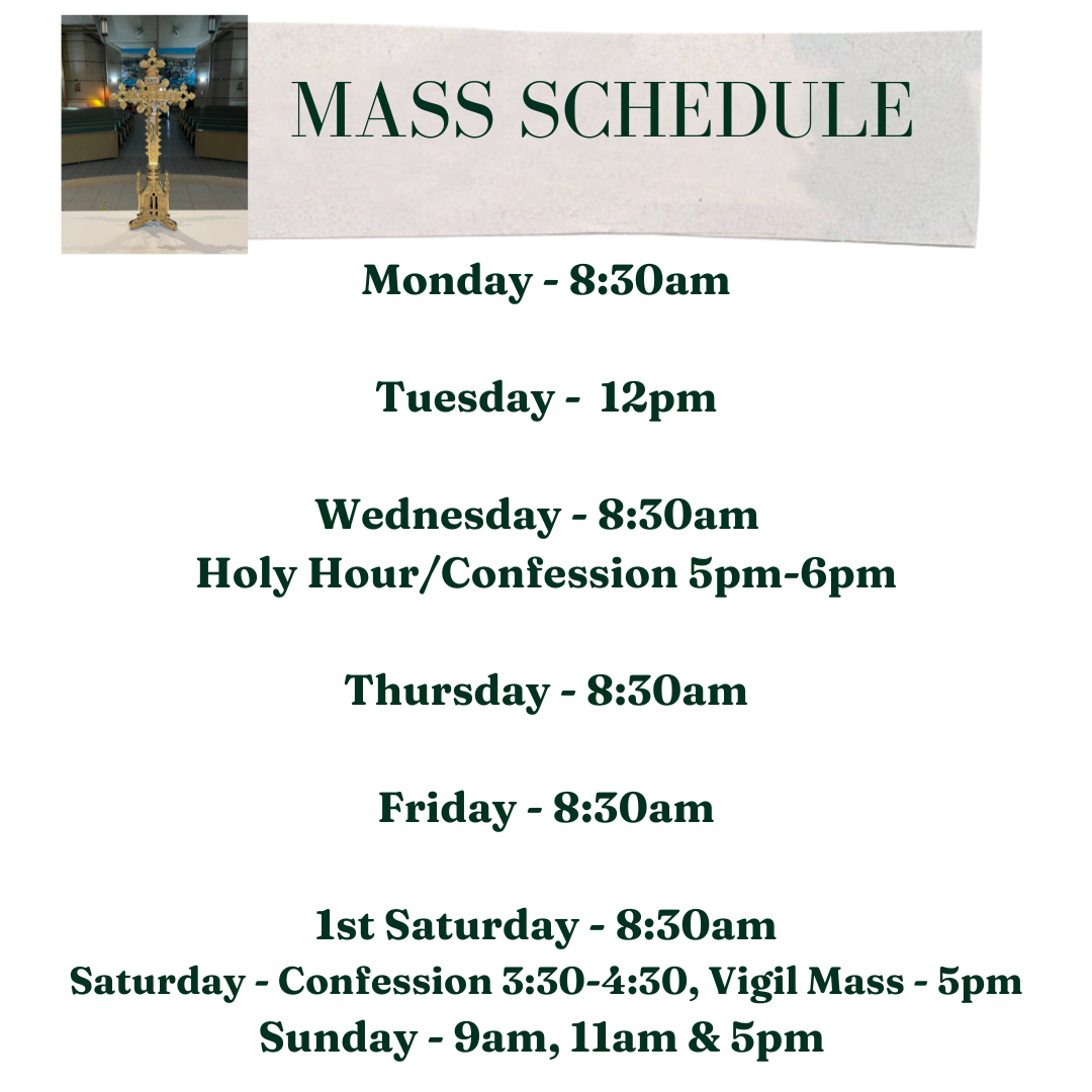 Mass Schedule St. Peter Catholic Church Greenville, NC