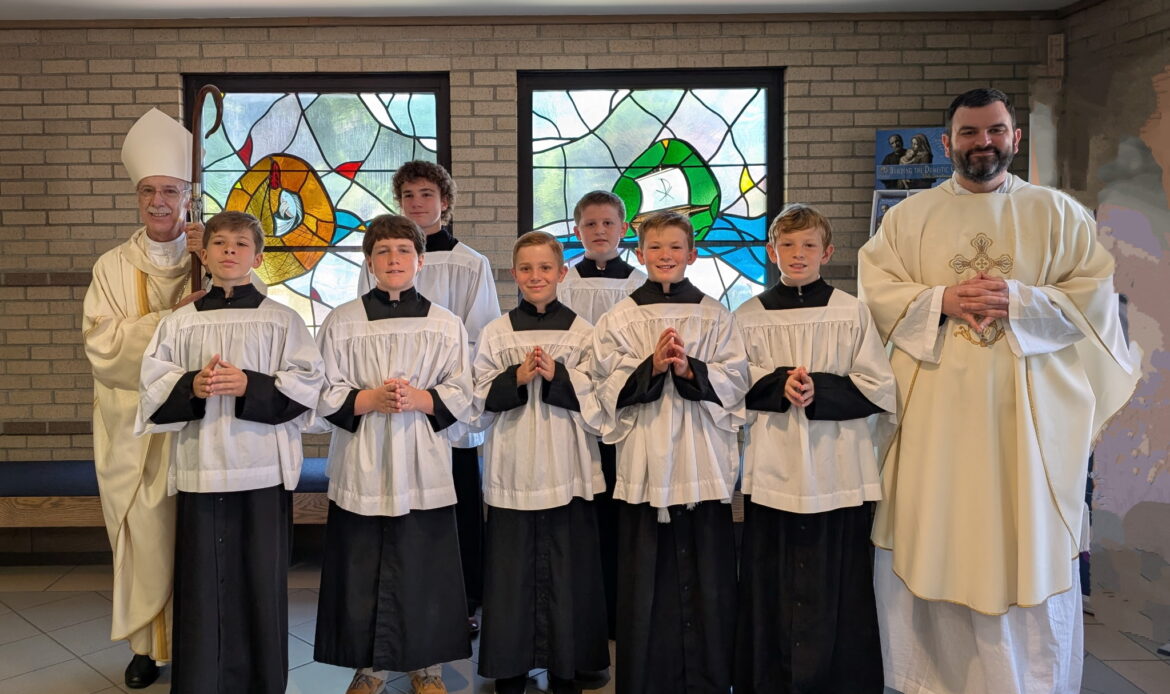 Bishop, Fr. Jim & altar servers