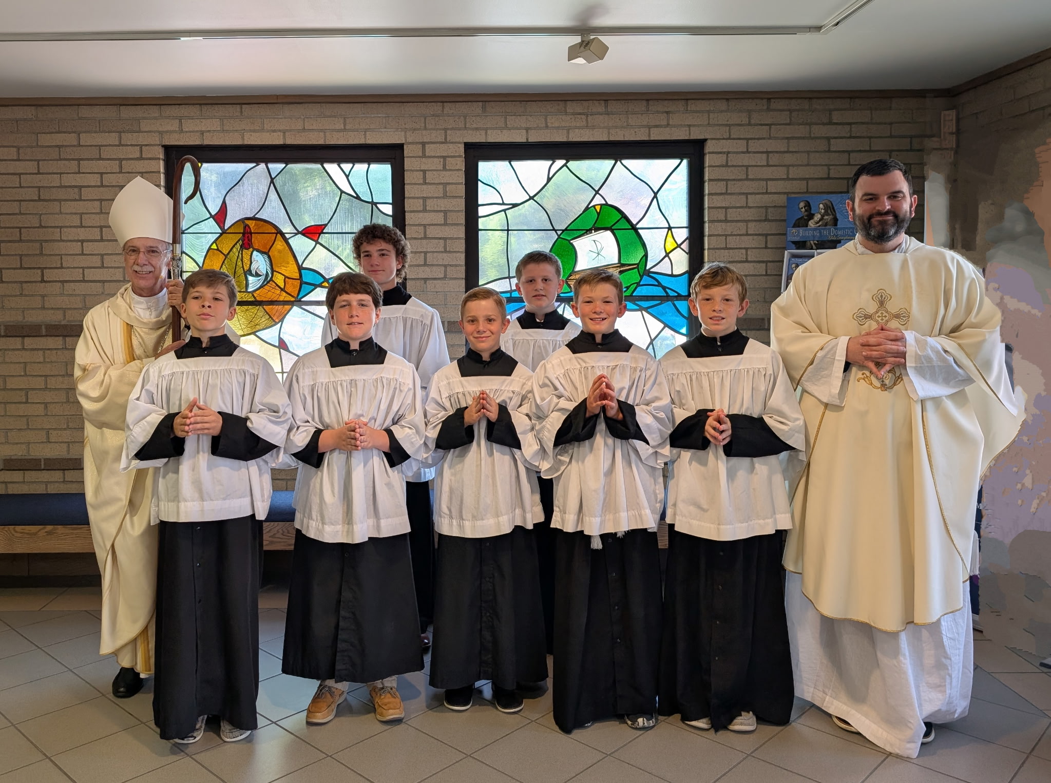 Bishop, Fr. Jim & altar servers